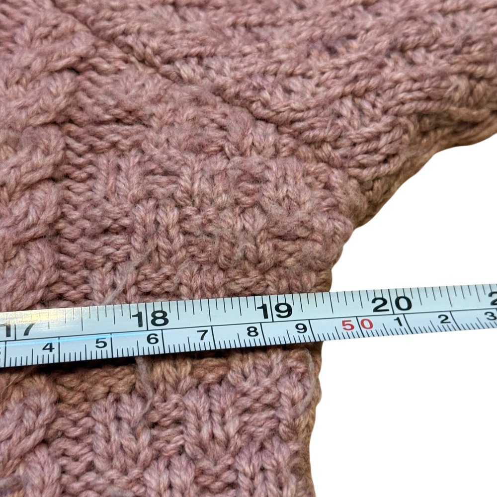 Aran Sweater Market Womens M Merino Wool Cable Knit Sweater Ireland Dusty Rose - Picture 6 of 8